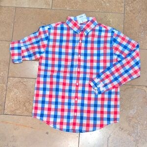 Janie and Jack boy shirt. Red, blue and white plaid. Size 12.
